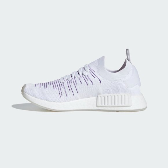 Adidas Originals Womens White Purple NMD_R1 STLT Primeknit Shoes Size 5.5 BD8017 - Picture 4 of 5